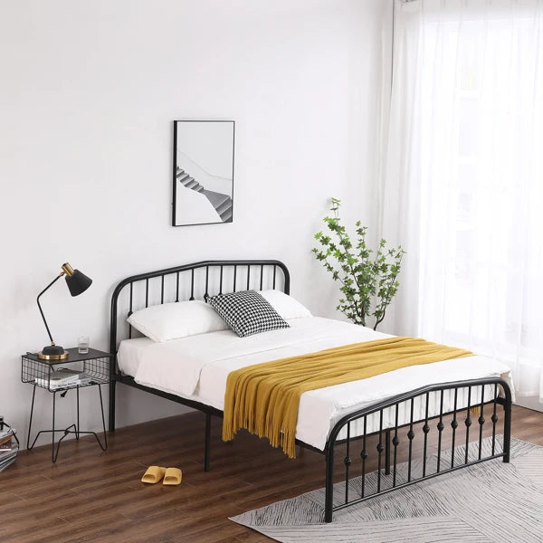 Curved Frame Iron Bed with Decorative Ball Detail