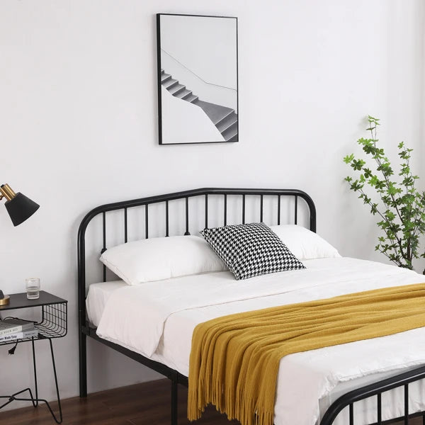 Curved Frame Iron Bed with Decorative Ball Detail
