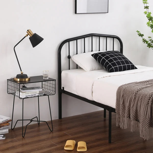 Curved Frame Iron Bed with Decorative Ball Detail