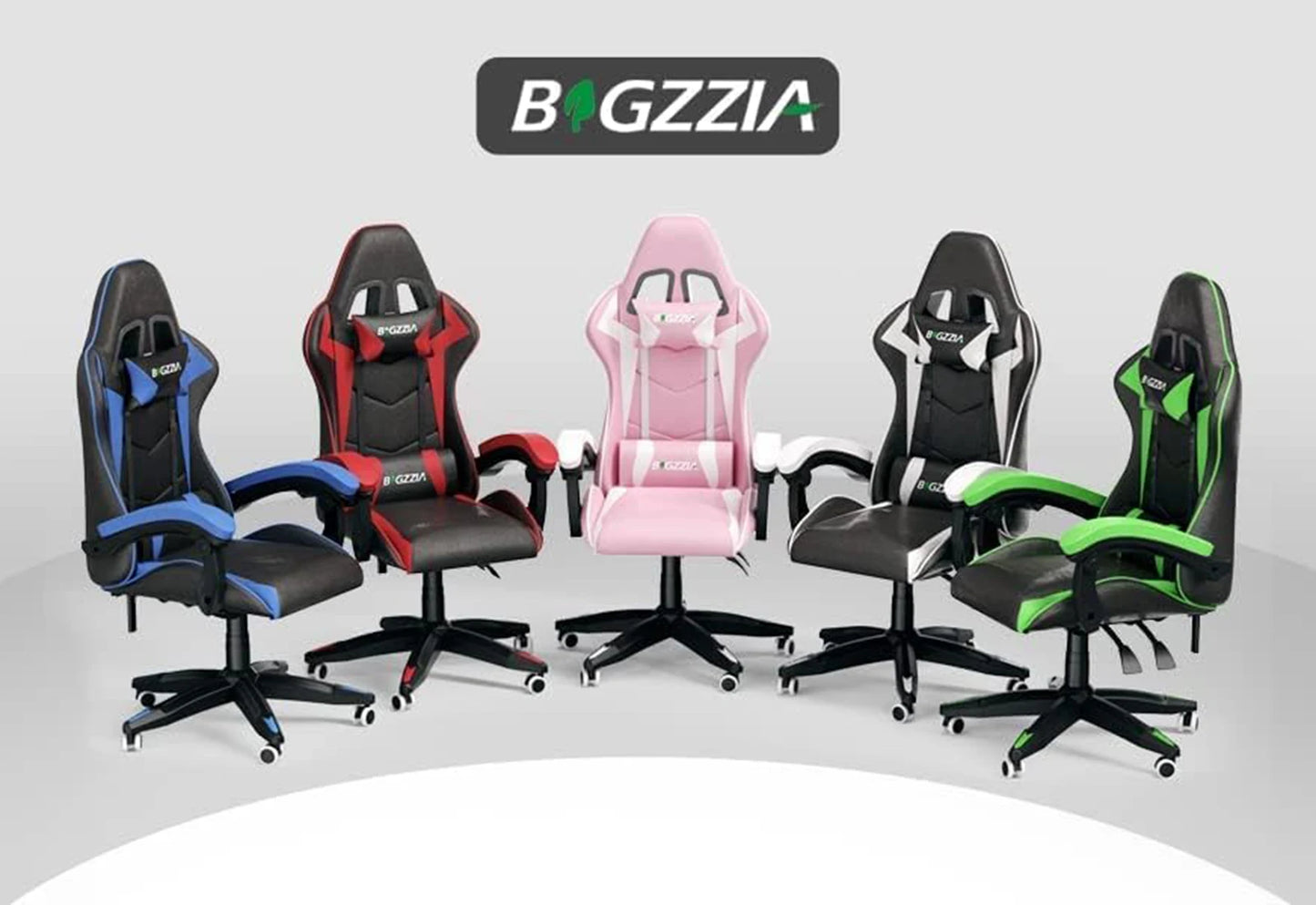 Ergonomic Gaming Chair with Lumbar Cushion & Headrest, Height-Adjustable Office Chair for Gamers - Multiple Color Options