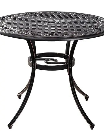 3-Piece Cast Aluminum Outdoor Bistro Table Set with Umbrella Hole