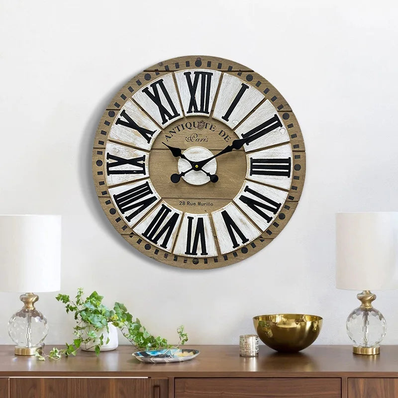 Sunburst Antique Style Wall Clock - Quartz Movement with Mute Feature