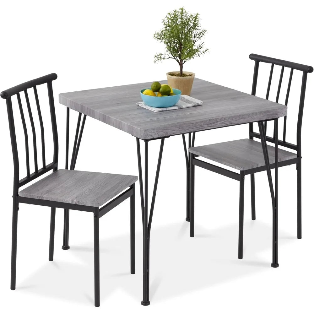 3-Piece Dining Room Set – Compact Table with Alloy Steel Frame and Engineered Wood Top, Includes 2 Chairs for Small Spaces