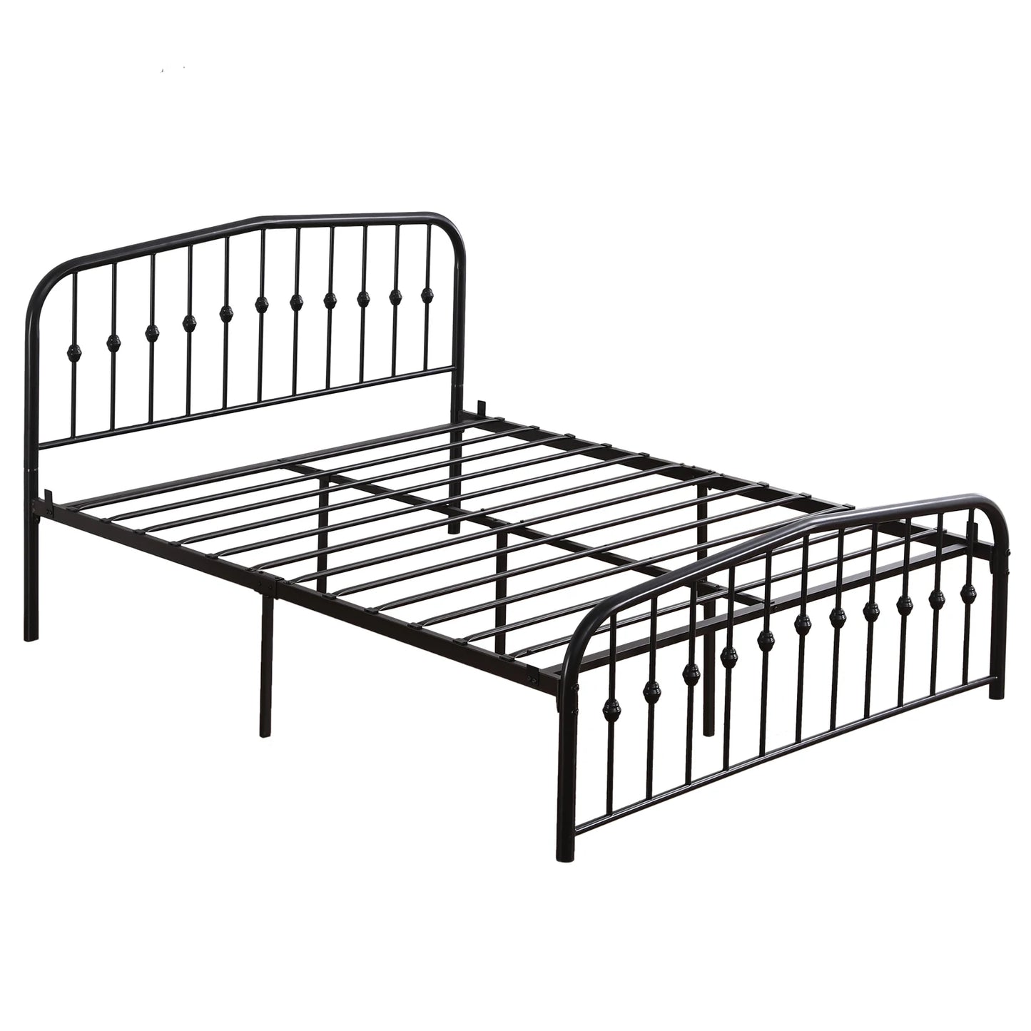 Curved Frame Iron Bed with Decorative Ball Detail