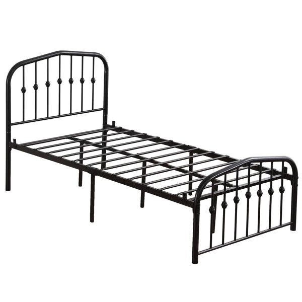 Curved Frame Iron Bed with Decorative Ball Detail