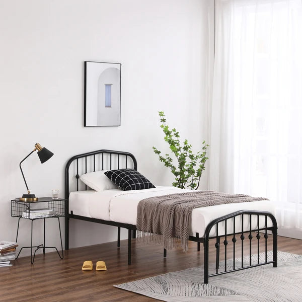 Curved Frame Iron Bed with Decorative Ball Detail