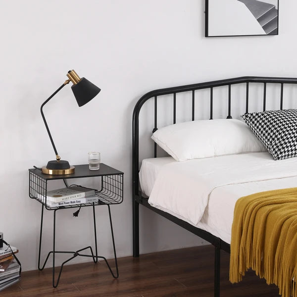 Curved Frame Iron Bed with Decorative Ball Detail