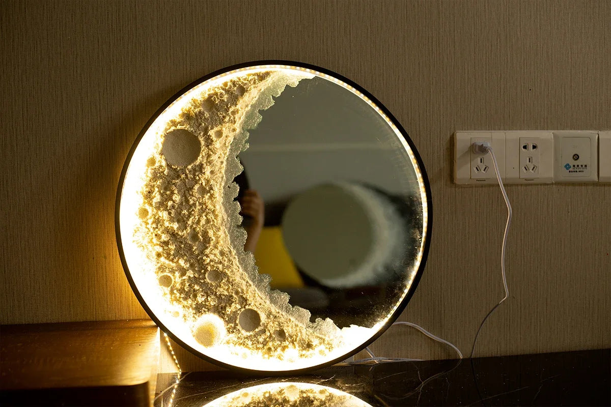 Round Nordic Wall Mirror Art Free Shipping Modern Design Moon Makeup Mirror Korean Dekoracyjne Lustra Bedroom Decoration CX649FT