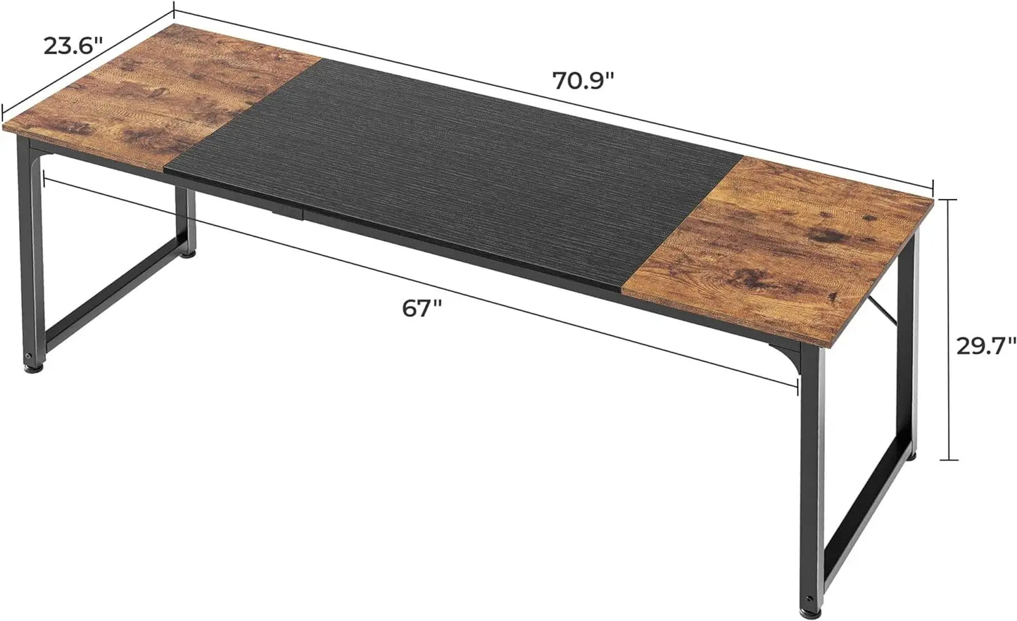 Sleek Modern Office Desk with Spacious Surface, Storage, and Reinforced Metal Frame – 70.9" Wide