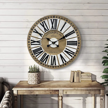 Sunburst Antique Style Wall Clock - Quartz Movement with Mute Feature