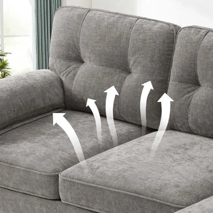 82" Reversible L-Shaped Sectional Sofa – Comfortable Modern 3-Seater Couch with Chaise Lounge, Chenille Fabric, and Easy Assembly