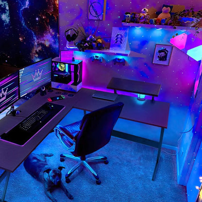 Enhanced Gaming Desk with Built-in Monitor Stand and Cable Management