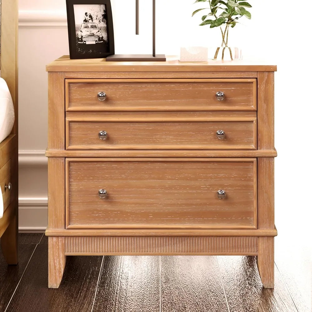 Hazel 3-Drawer Nightstand – Modern Rustic Charm for Your Bedroom