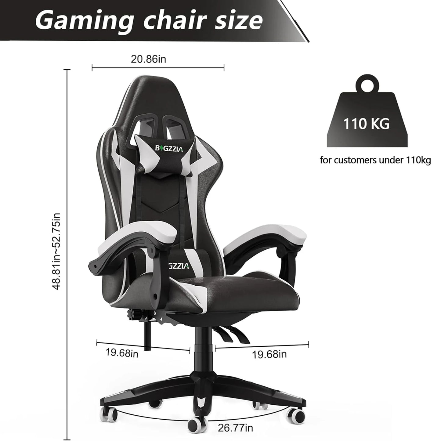 Ergonomic Gaming Chair with Lumbar Cushion & Headrest, Height-Adjustable Office Chair for Gamers - Multiple Color Options