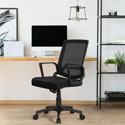 Ergonomic Height Adjustable Mesh Office Chair - Mid-Back, Breathable Mesh with Swivel Function