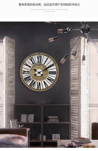 Sunburst Antique Style Wall Clock - Quartz Movement with Mute Feature