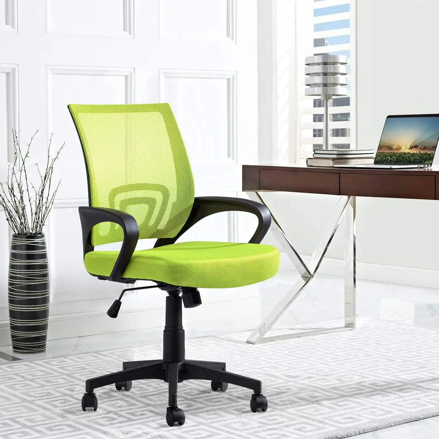 Ergonomic Mid-Back Mesh Office Desk Chair with Lumbar Support and Adjustable Armrests