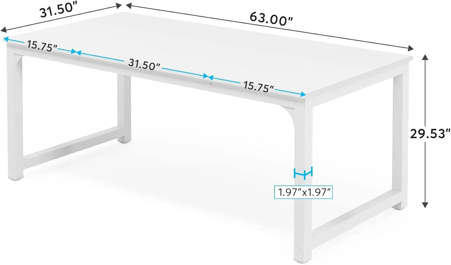 Modern 63" Executive Office Desk - Large Computer Table with Spliced Desktop