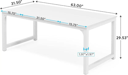 Modern 63" Executive Office Desk - Large Computer Table with Spliced Desktop