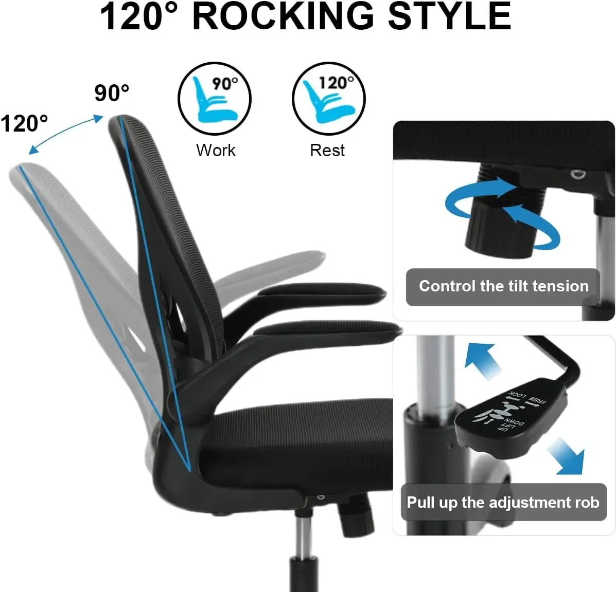 Ergonomic Mesh Desk Chair with Adjustable Armrests and Lumbar Support – XMSJ