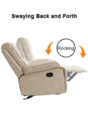 Modern Beige Rocking Recliner with Extra Large Footrests and Full Body Stretch