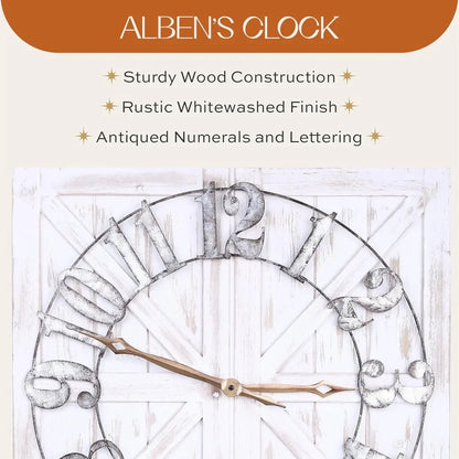 Antique Rustic Farmhouse Wall Clock – 24-Inch Decorative Timepiece with Inspirational Sign