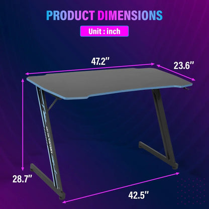 Z-Shaped Computer Desk – Adjustable Office Desk with Storage Shelves, Cable Management, and Built-in Headphone Hook, Modern Alloy Steel Frame