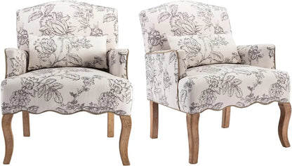 Elegant Modern Armchair with Embroidered Design and Lumbar Support Pillow, 300 lbs Capacity