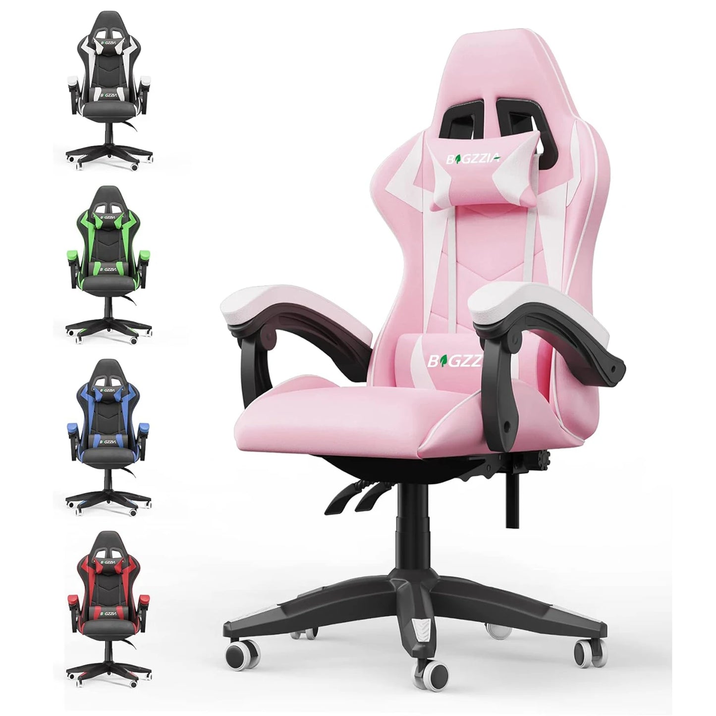 Ergonomic Gaming Chair with Lumbar Cushion & Headrest, Height-Adjustable Office Chair for Gamers - Multiple Color Options