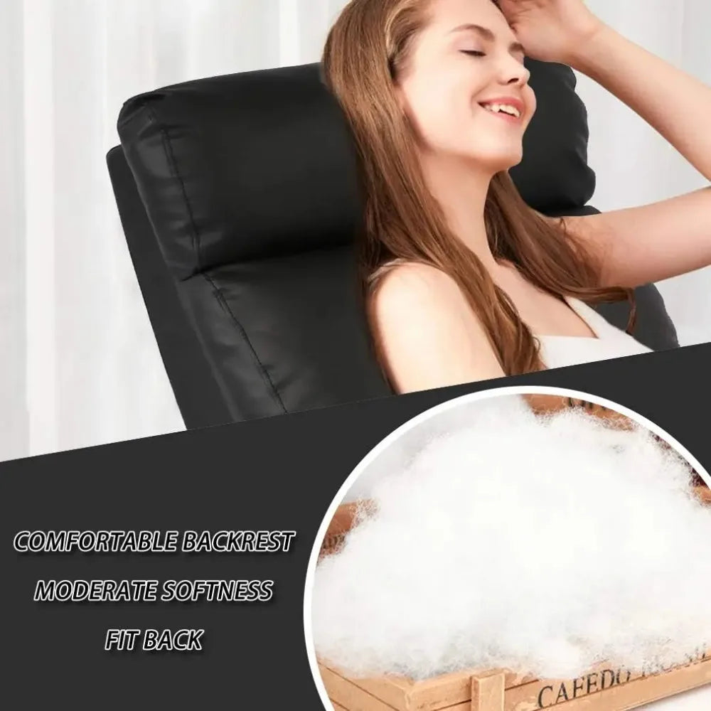 Modern Genuine Leather Chaise Lounge with Adjustable Reclining Backrest