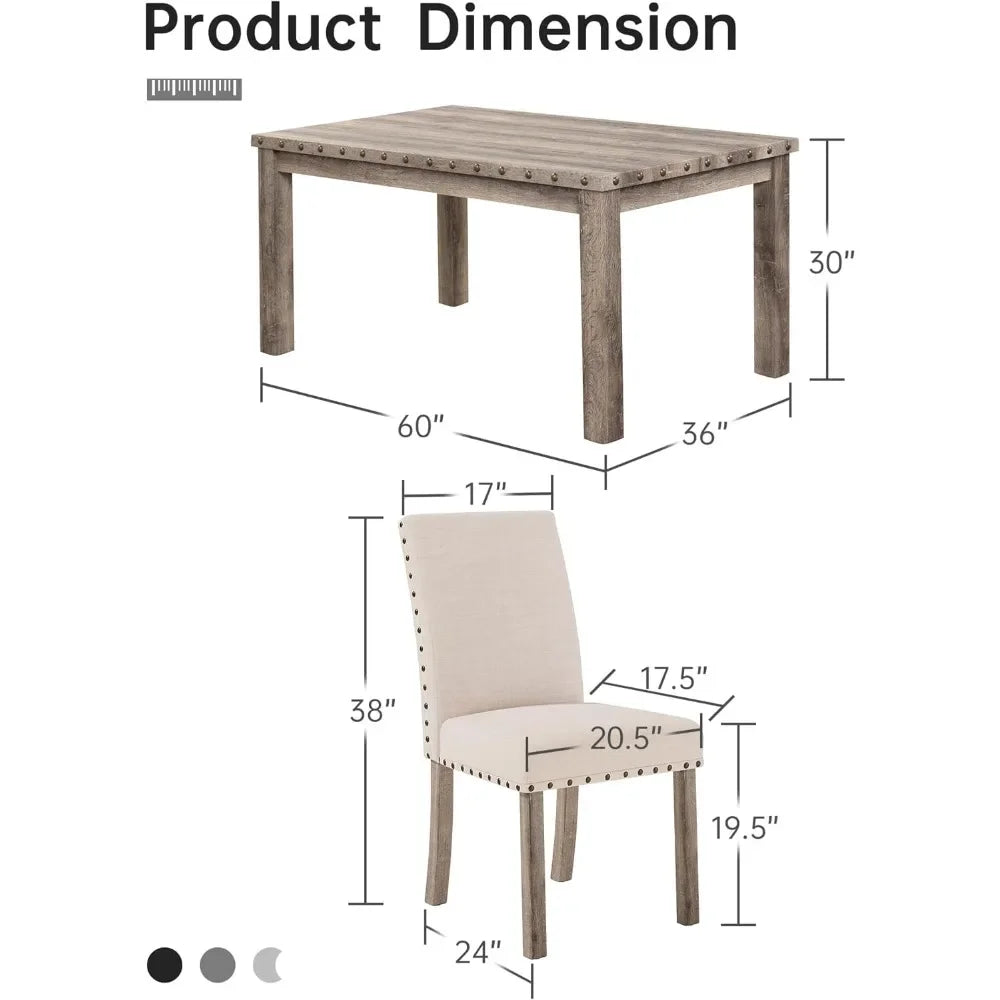 Farmhouse-Inspired Dining Table with Nailhead Accents and Solid Wood Legs