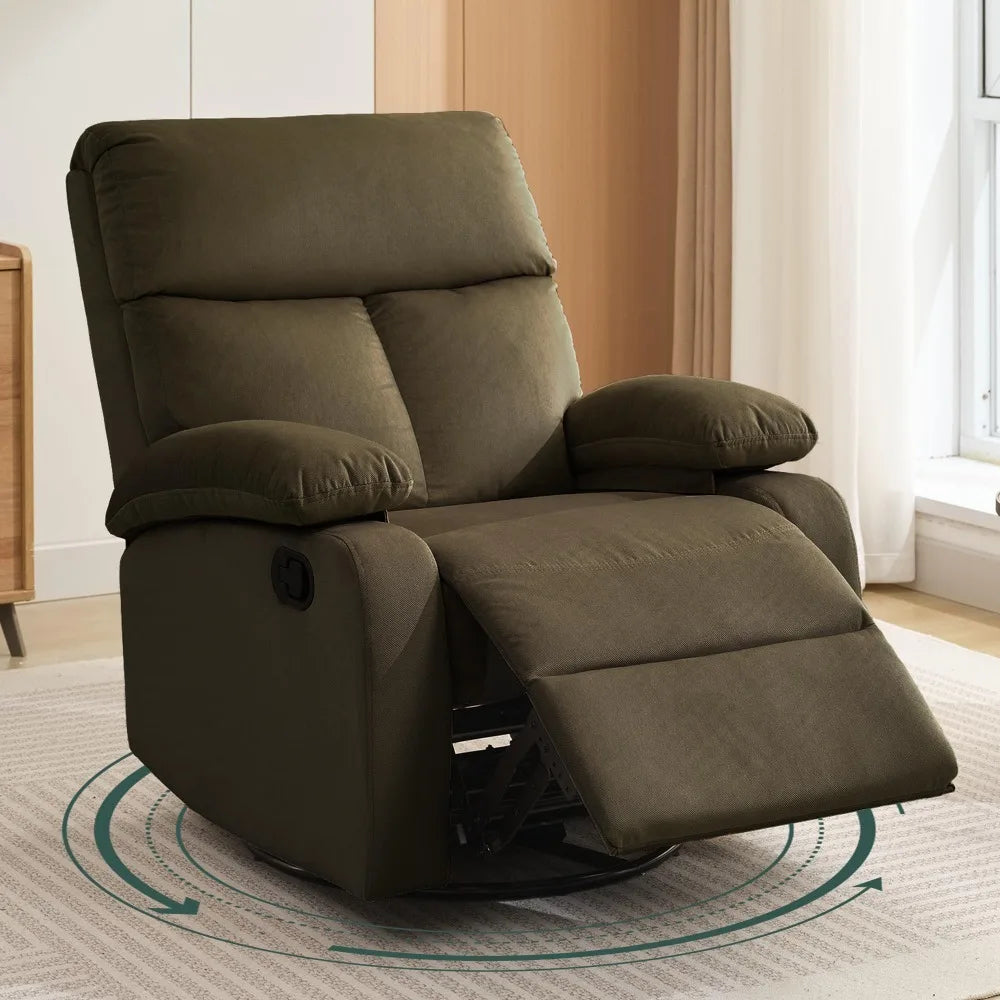 Versatile Swivel Rocker Recliner Chair with Memory Foam Cushion and 360° Swivel, Ideal for Small Spaces, RV, and Nursery