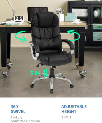 Ergonomic High-Back PU Leather Executive Office Chair with Lumbar Support – XMSJ