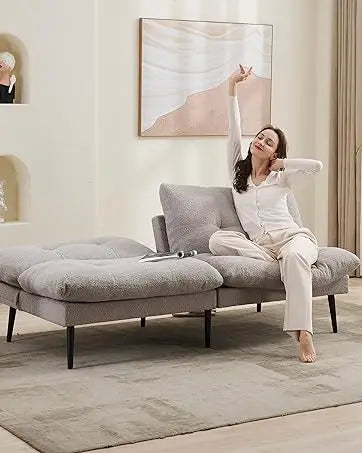 Convertible L-Shaped Sectional Sofa with Storage – Modern Velvet Living Room Couch with Cup Holders