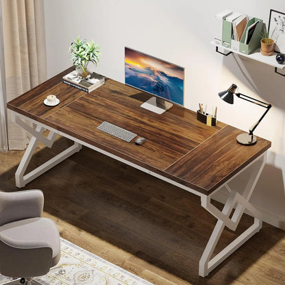 63" Executive Office Desk – Modern Wood and Metal Computer Desk with Spacious Work Surface, Easy Assembly