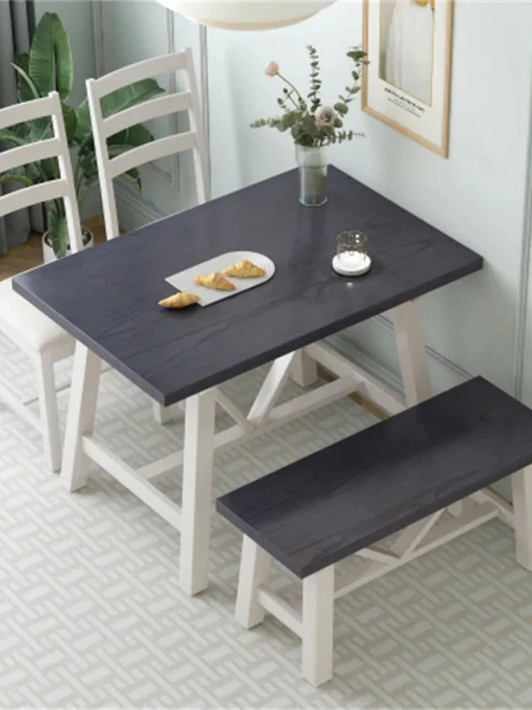 Farmhouse 4-Piece Solid Wood Dining Set with Bench – Rustic, Durable, Easy to Assemble