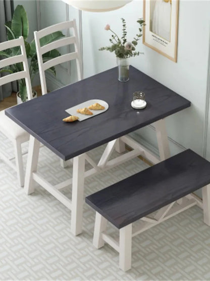 Farmhouse 4-Piece Solid Wood Dining Set with Bench – Rustic, Durable, Easy to Assemble