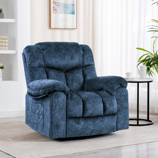 Modern Morocco Rocking Recliner Chair with 360-Degree Swivel and Hideable Cup Holders