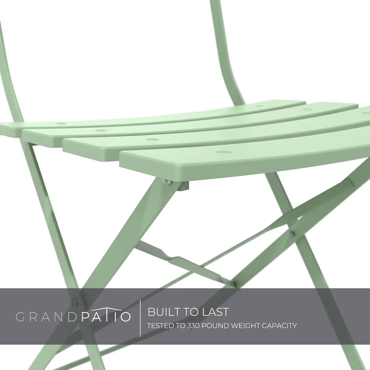 Premium Frame Patio Bistro Set - 3-Piece Folding Outdoor Furniture Set in Sage Green