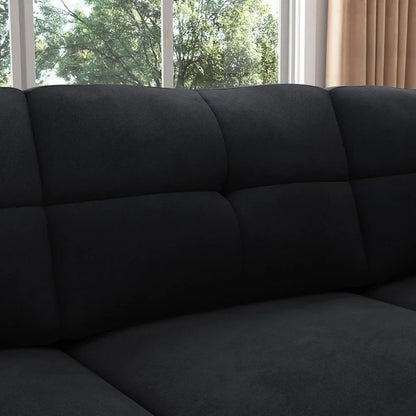 Modern L-Shaped Cotton Fabric Sectional Sofa – Nailhead Trim, Ergonomic Design, 82.7-Inch Width