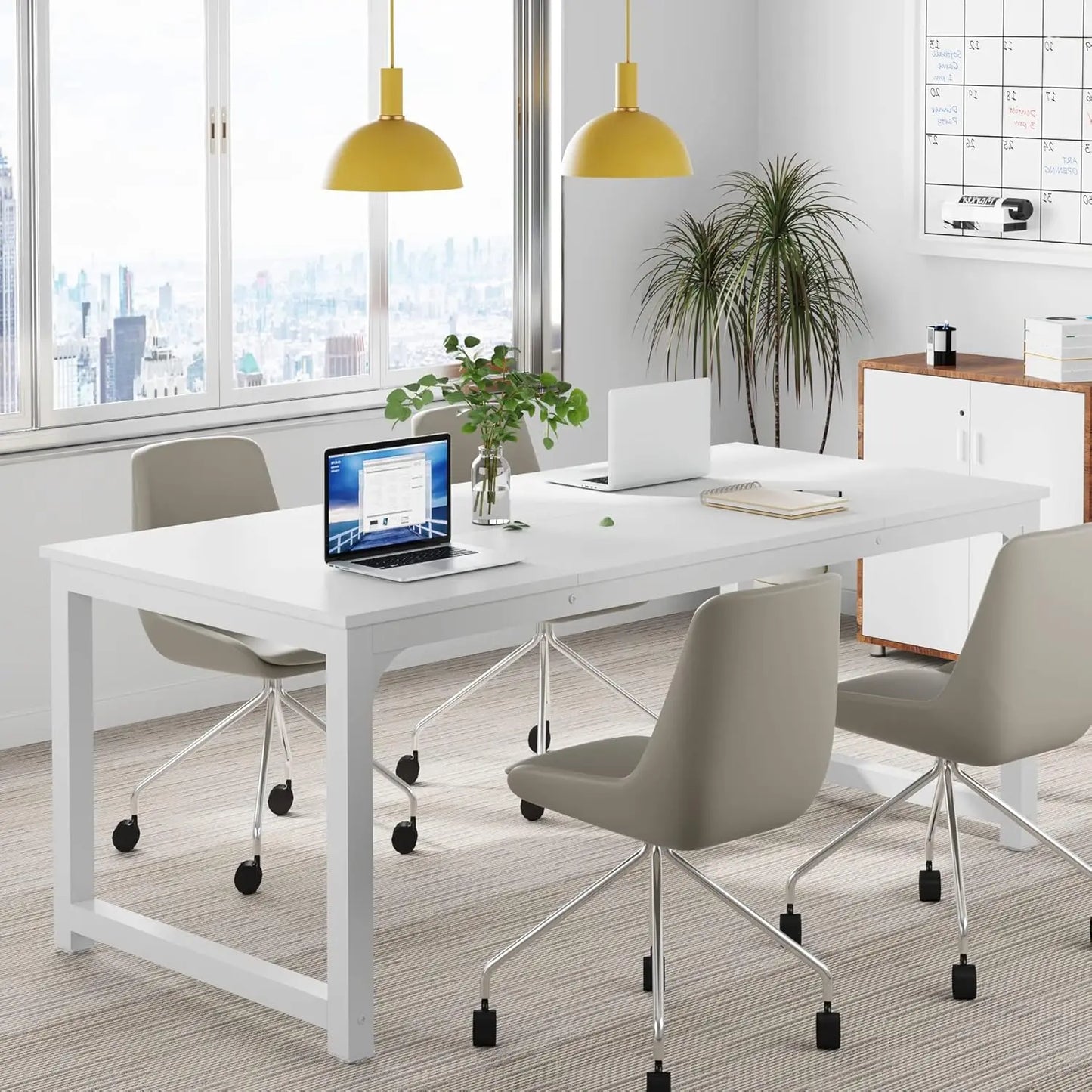 Modern 63" Executive Office Desk - Large Computer Table with Spliced Desktop