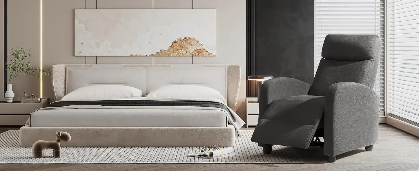 Adjustable Recliner Chair with Breathable Fabric – Modern Style Living Room Leisure Chair, Push-Back Reclining, 90°-165° Adjustable Footrest