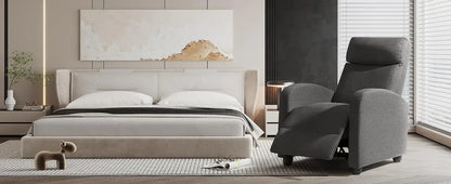 Adjustable Recliner Chair with Breathable Fabric – Modern Style Living Room Leisure Chair, Push-Back Reclining, 90°-165° Adjustable Footrest