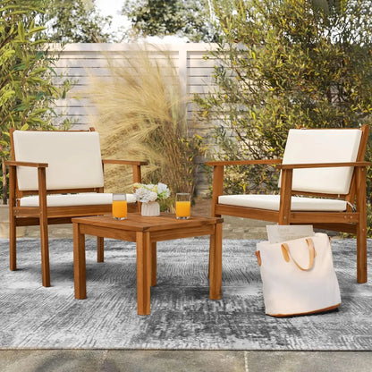 Natural Acacia Wood 3-Piece Patio Set - Outdoor Furniture for 2