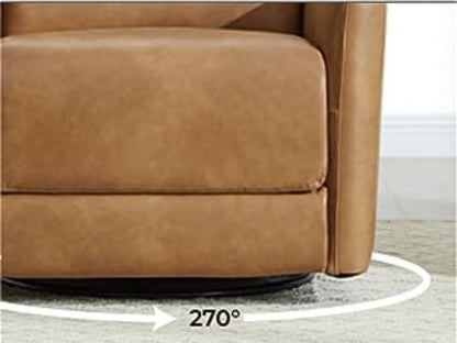 Faux Leather Power Glider Swivel Rocker Recliner Chair with USB Ports and Extended Footrest – Cognac Brown