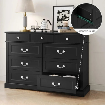 Eco-Friendly Grey Dresser - 9-Drawer Organizer for Bedroom and Closet