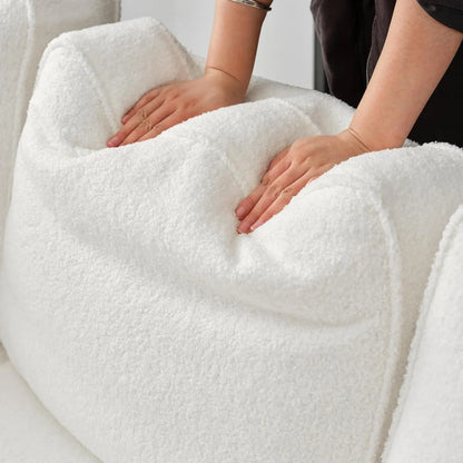 Modern Minimalist Extra Deep Seat Sofa with Teddy Velvet Upholstery – Ergonomic Design, Easy Assembly, 84" W Living Room Couch