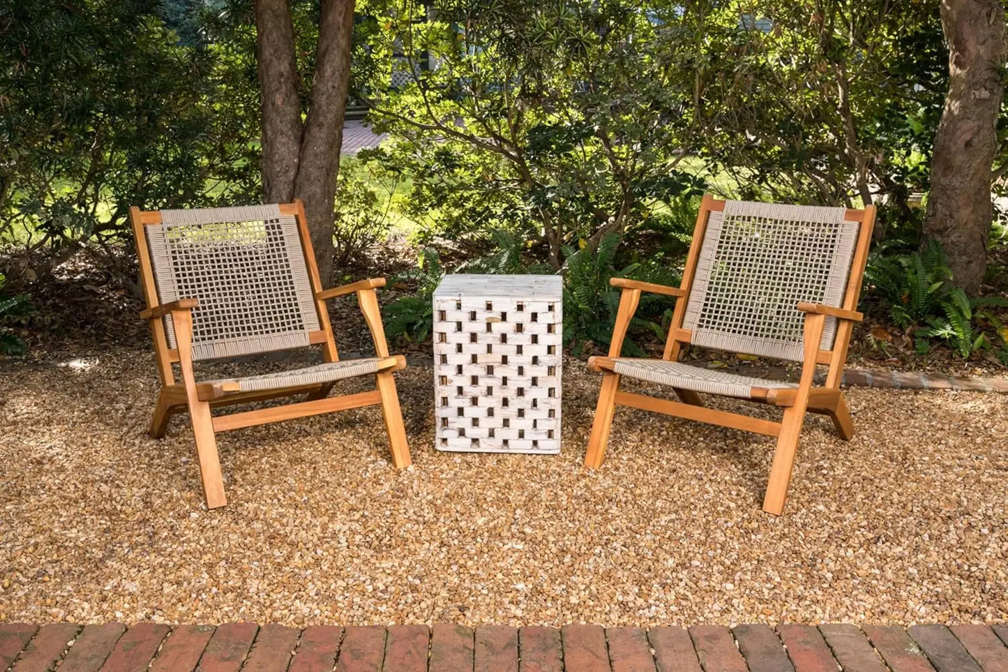 Vega Outdoor Chair - Solid Acacia Wood with Handwoven Ecru Cording