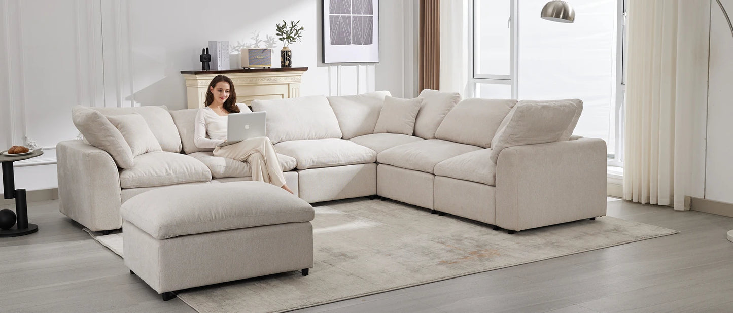 Convertible L-Shaped Sectional Sofa with Storage – Modern Velvet Living Room Couch with Cup Holders