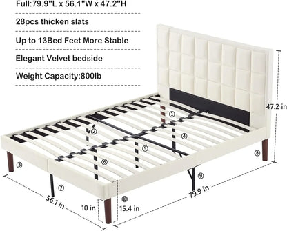 Upholstered Bed Frame with Curved Headboard & Footboard - Full, Queen, King Sizes Available